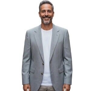 Lanvin Paris Blazer Mens *41 Grey Vintage Sport Jacket Preppy Carrer Retro Read